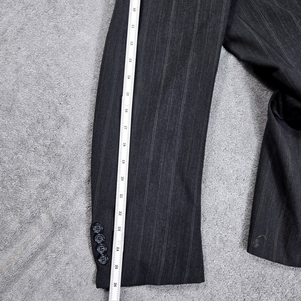 Savile Row Blazer Mens 46R(48) Charcoal Grey Pinstripe Virgin Wool Sport Coat - Picture 14 of 16